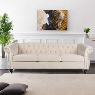 LEVNARY Velvet Chesterfield Sofa