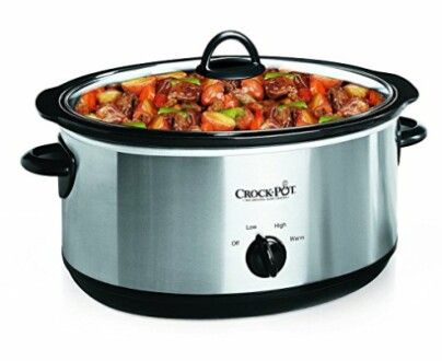 Slow cooker with stew inside